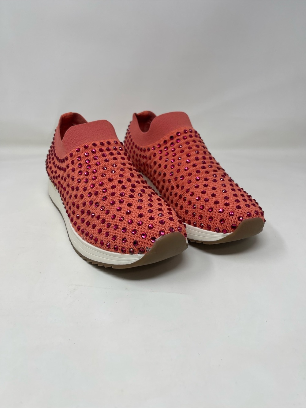 Kenneth Cole Coral Pink Slip-On Crystal Knit Sneakers